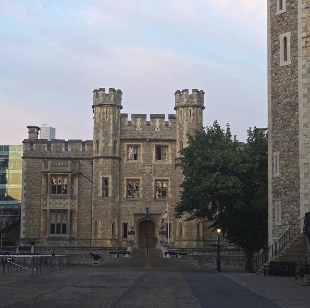 The timber entrance stair to the White Tower at the Tower of London